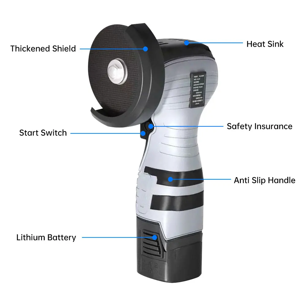 9000r/min Mini Handheld Angle Grinder Lithium Battery Multifunctional Small Cutting Machine Polishing Machine