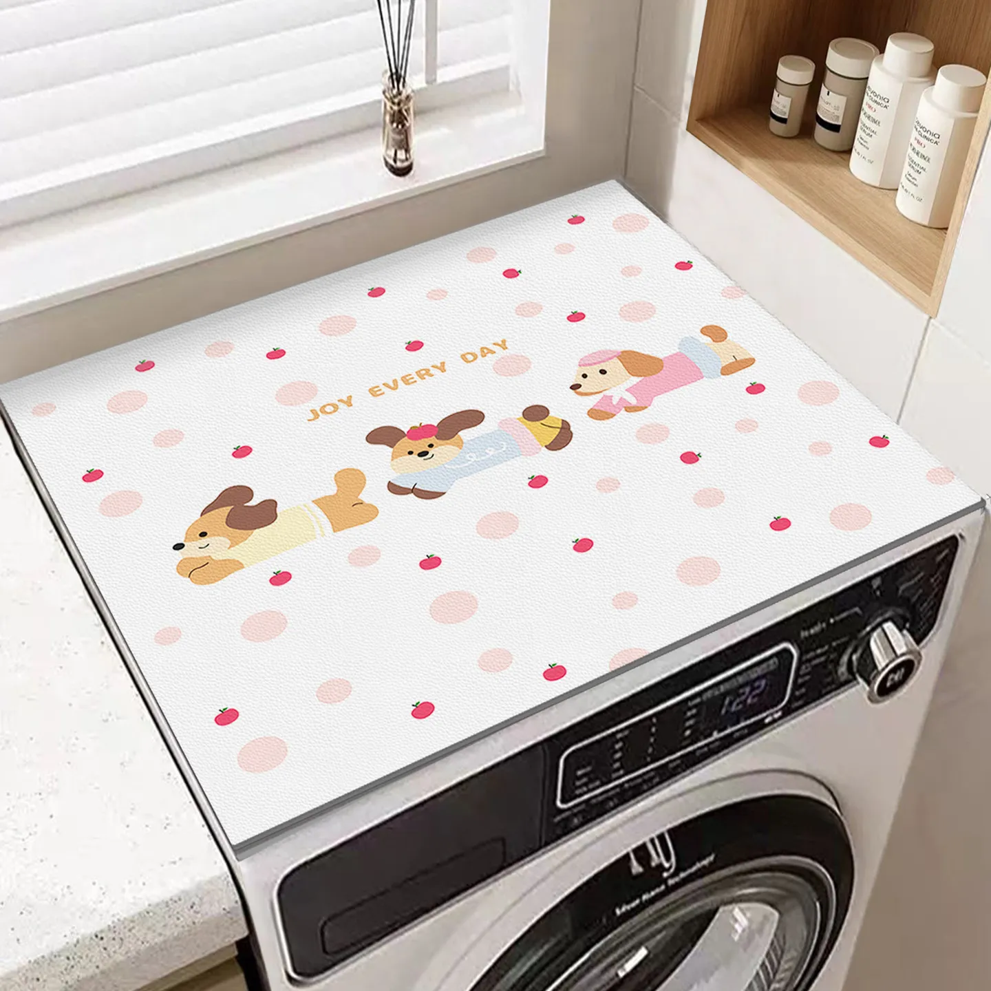 VIKAMA Space Astronaut Bear Washing Machine Top Mat Planet Star Lucky Letter Print Waterproof Anti Dust Dryer Cover Pad