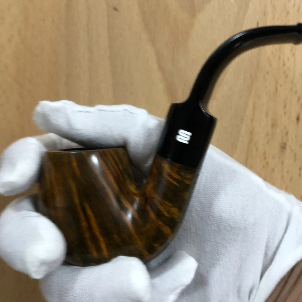 MUXIANG Heather Wood Pipe Curved Handle Tobacco Pipe for Father\'s Day Gift 9mm Wood Pipe Briar wood smoking pipe