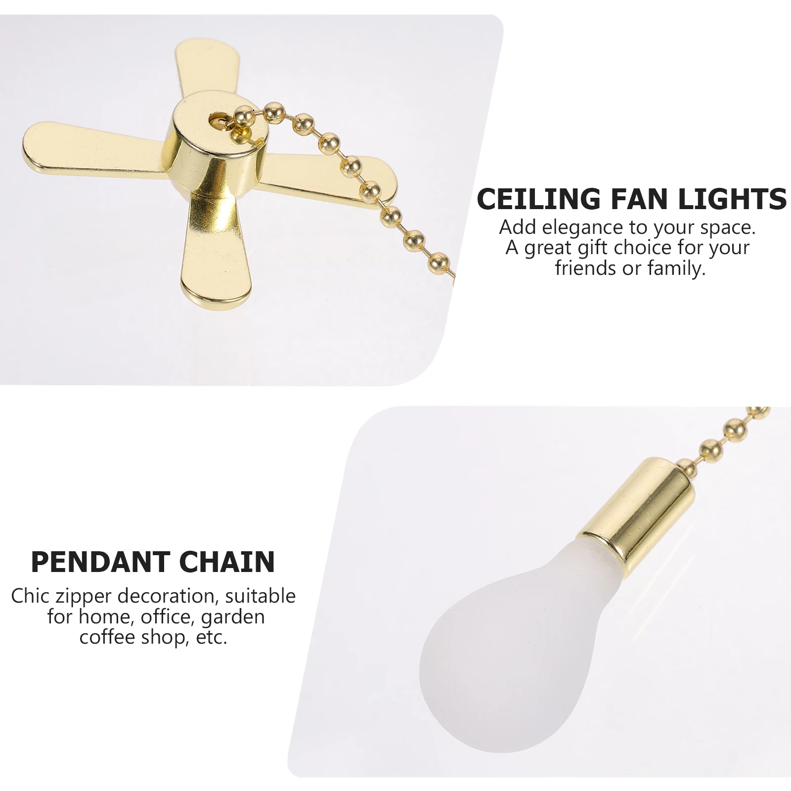 

4pcs Ceiling Fan Pull Chain Ornaments Light Bulb Extension Decorative Chain Extenders Vintage Metal Home Decor Chains for Fan