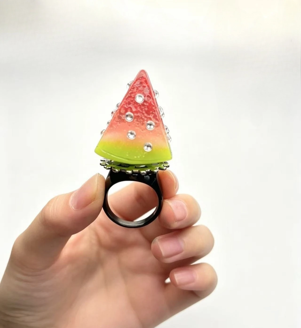 Funny Watermelon Shaped Ring Y2K Aesthetic Exaggerated Fruit Finger Ring Stylish Party Ornaments For Ladies