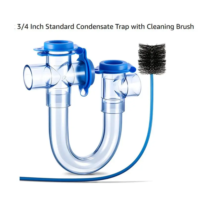 【KITCHEN GADGET】SS1 Float Switch Included U-Type Drain Line Condenser Trap 3/4 Inch For AC Refrigeration Systems With Cleaning B