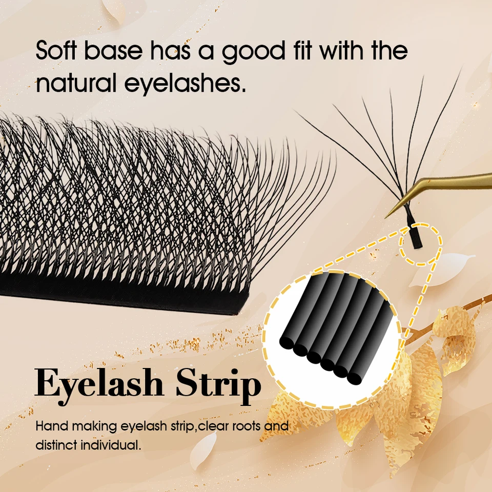 MASSCAKU 12Lines Premium Mink 3D 4D 5D 6D Pre-made False Eyelash W Shape Soft and Natural Individual Lash Extension Supplies, image 5