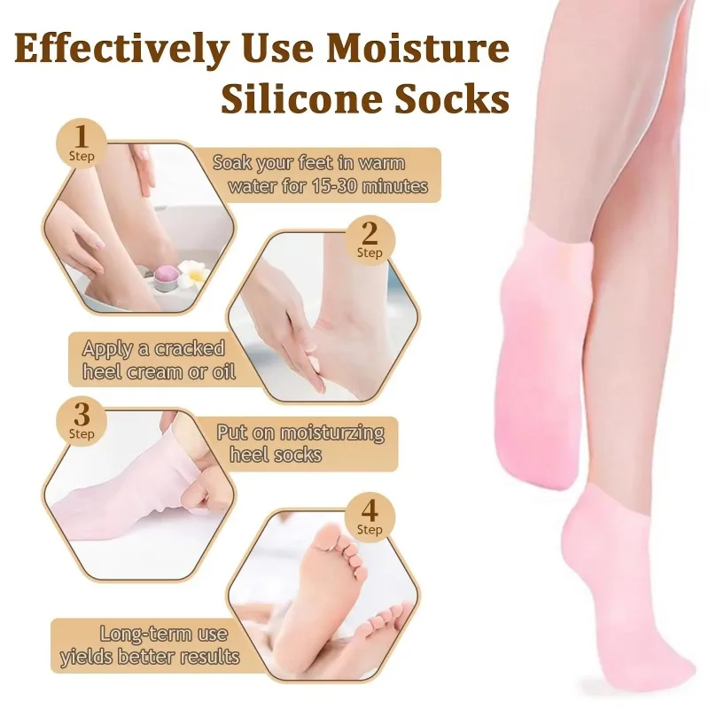 Silicone Foot Socks, Moisturizing Pedicure Socks, Foot Care Spa Socks, Repair Cracked Heels Socks, Reusable Foot Mask Socks