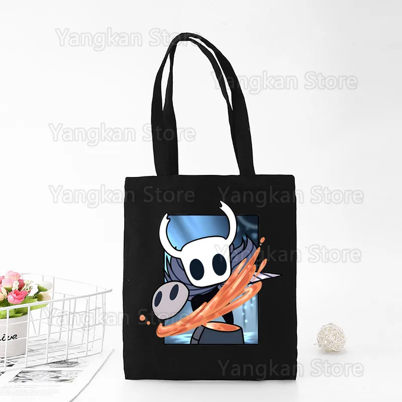 

Hollow Knight Ghost Knight Game Skull Shoulder Canvas Bags Large Capacity College Harajuku Handbag Women Bag Shopping Bag Black