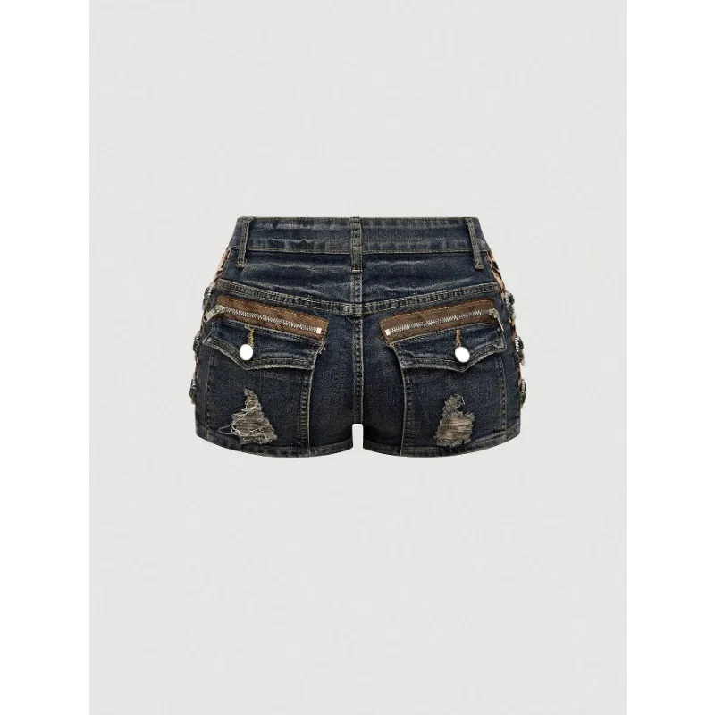 

Y2k Shorts Denim Shorts Low Rise Sexy Cheetah Print Vintage Tight Fit Spring Summer Hot Girl Fashion