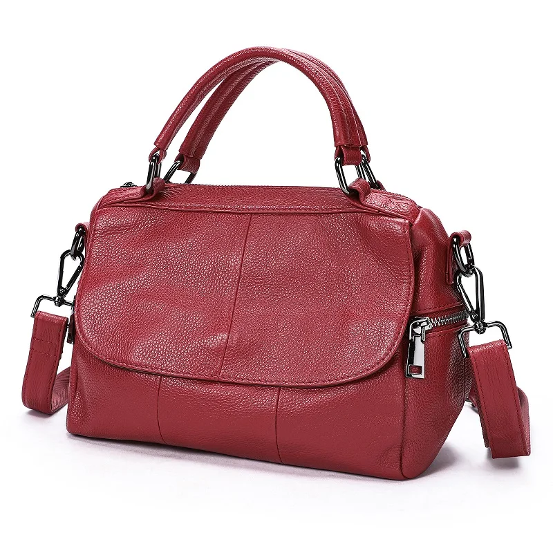 

Vintage Women Handbag Genuine Leather Ladies Shoulder Crossbody Bag Boston Coffee Black Tote Fashion Purse Female Hand Bags