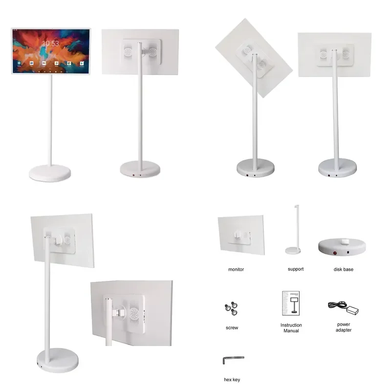 for Indoor Portable Smart TV 21.5 23.8 27 32 Inch Android LED LCD Display Built-in Battery Camera Touch Screen with Wheels