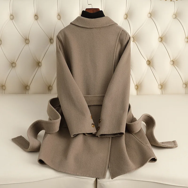 2024 new wool coat short fashion high-end loose design sense double-sided woolen coat female wholesale