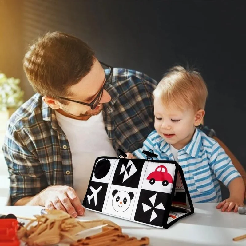 لعبة مرآة وقت البطن للطفل، لعبة عضاضة مرآة عالية التباين، ألعاب أطفال باللونين الأبيض والأسود، ألعاب حسية للرضع #3