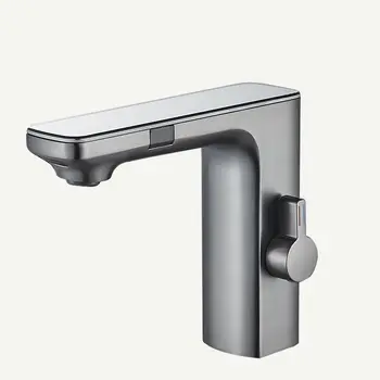 Rozin Bezdotyková senzorová umyvadlová baterie s digitálním displejem, inteligentní digitální displej, koupelnová umyvadlová baterie, šedá mosaz, senzor, směšovací baterie na teplou a studenou vodu, jeřáb 10 nejlepší prodej automatické senzorové baterie - №1