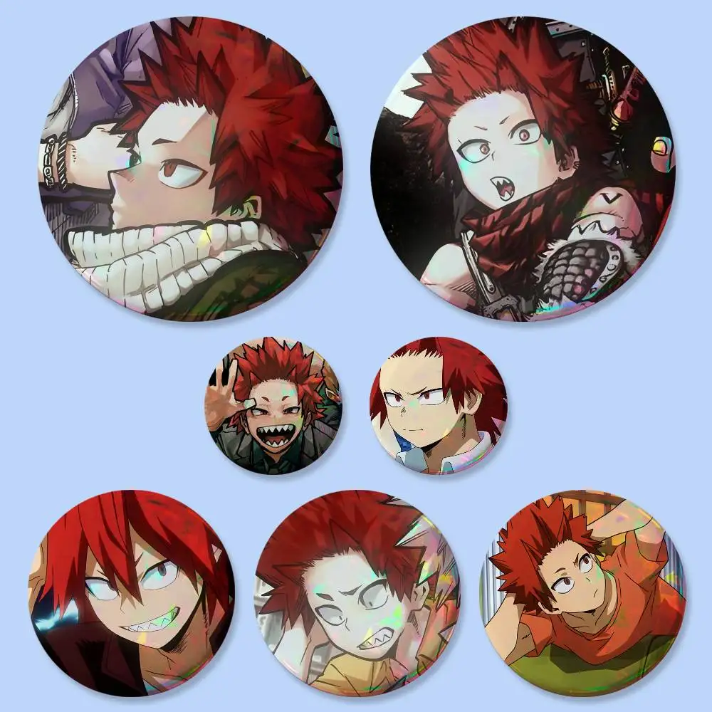 1pc Cartoon Character Eijiro Kirishima Badges 25 32 44 58 75 mm Round Cosplay Pin Bag Decor Fans Collect Friends Gifts Brooch So