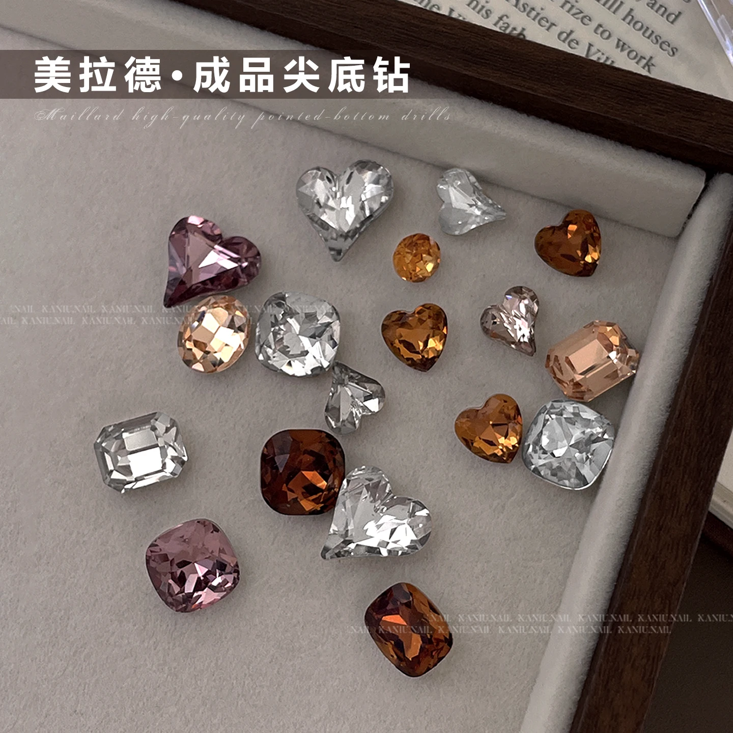 60Pcs K9 Autumn Winter Clear Pointed Bottom 3D Crystal Nail Rhinestones Luxury Diamond Jewelry Manicure Decoration Mixed