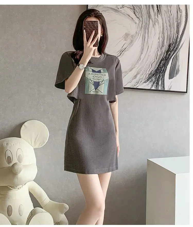 Fake Two Slim Dresses for Women's 2024 Summer New Design with Segmented Western Style Casual Fashion Short Skirt