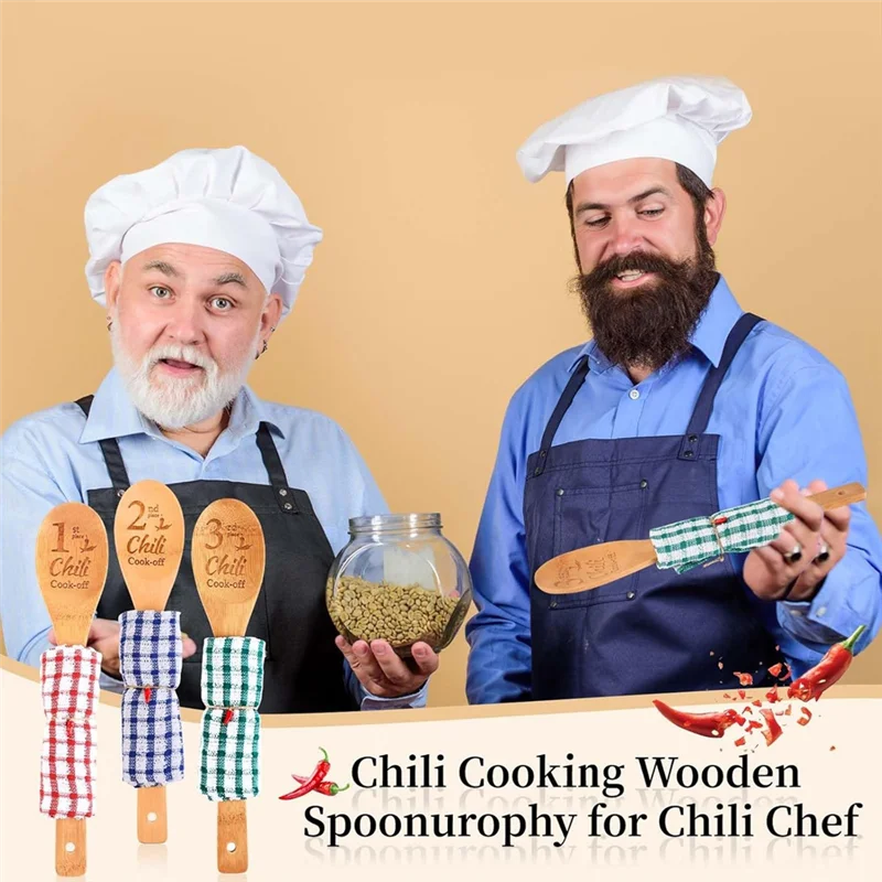 AT69 -3 Pcs Chili Chili Cook Off Award Prizes 1St 2Nd 3Rd Wooden Spoons Chili Wooden Spoons Trophies Chili Cook Off Wooden Spoon