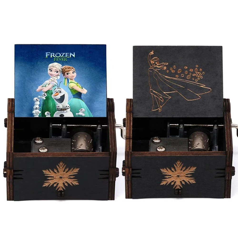 صندوق تشغيل الموسيقى الخشبي المجمد الجمال والوحش اليد مكرنك ديكور المنزل منحوتة صندوق موسيقي عيد الحب عيد ميلاد Gif #2