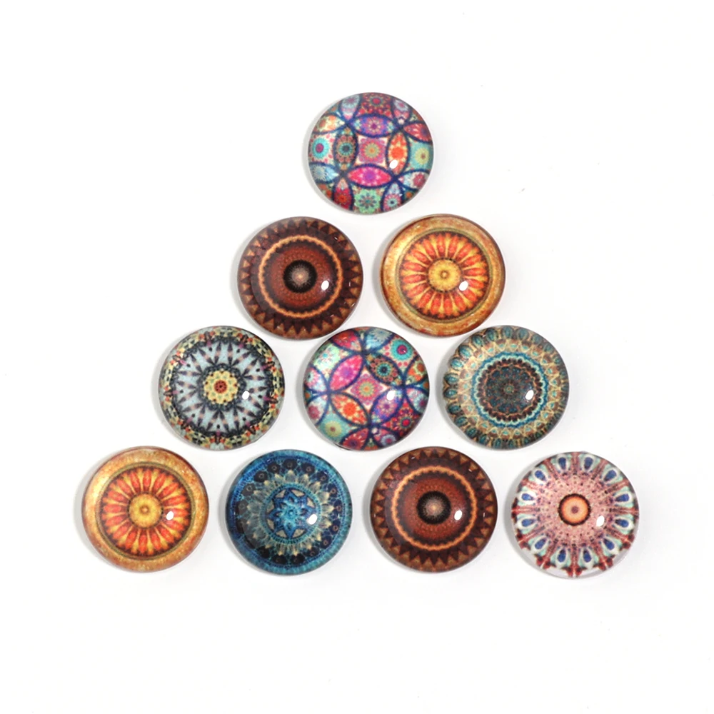 10pcs 10/12/14/20/25mmBohemian Style Round Glass Cabochon Beads Loose Beads For Jewelry Making DIY Necklace Bracelet Accessories