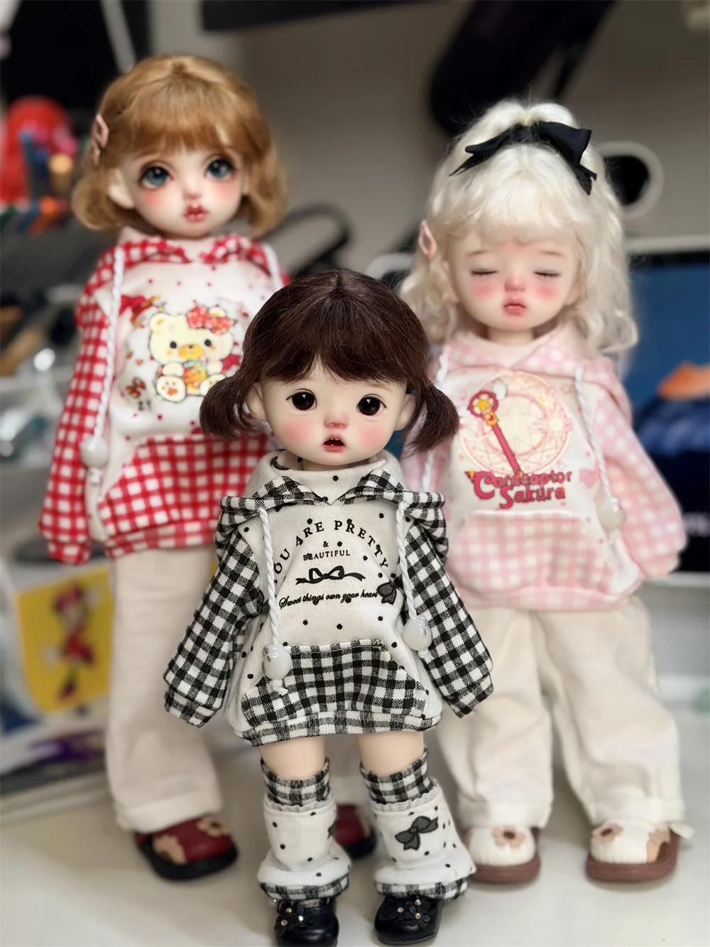 BJD doll clothes suitable for 1/4 1/5 1/6 size color block sweatshirt set clothes set doll accessories (2 points)