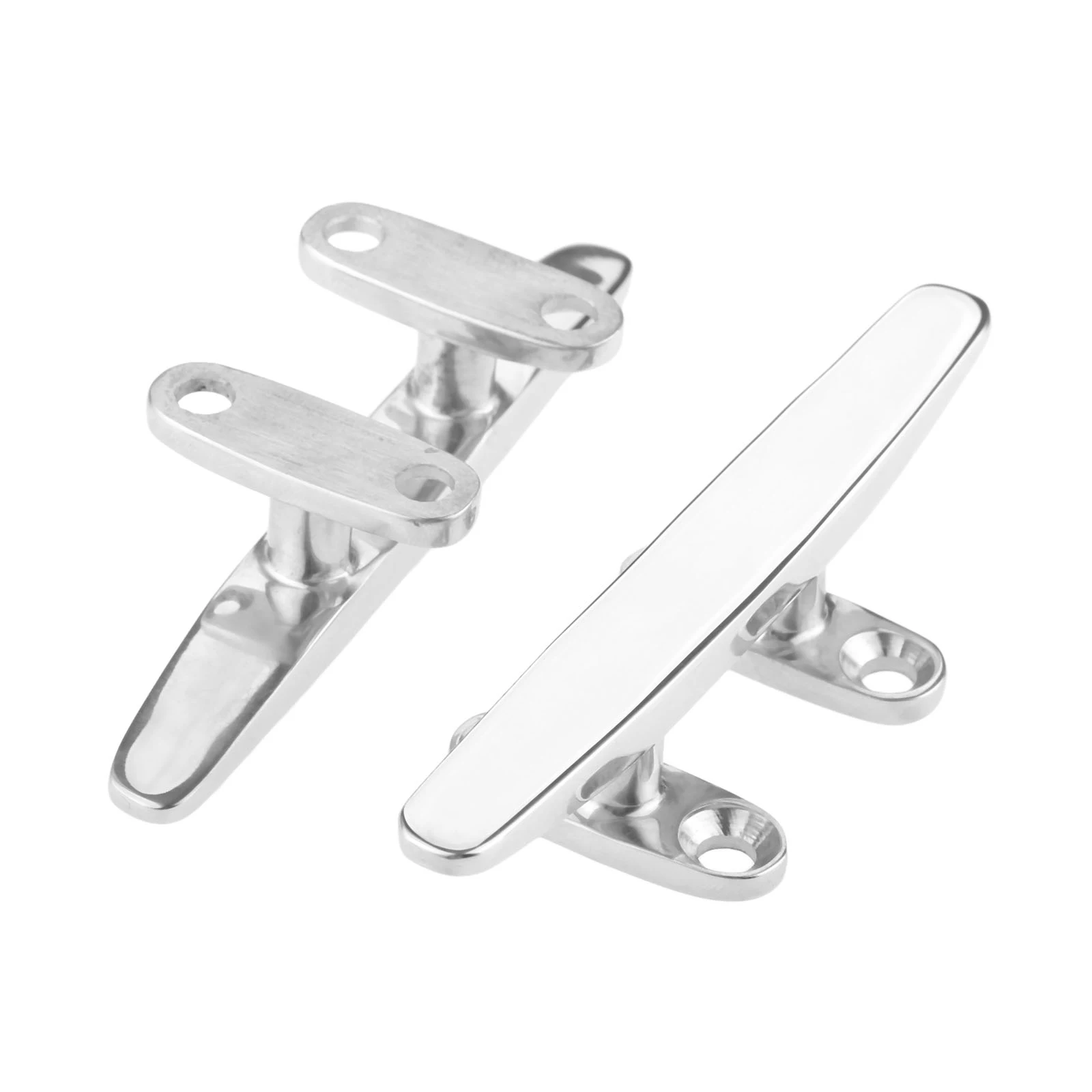 2Pcs Marine Grade Small Boat Dock Low Flat Cleat 4 Inch/5 Inch 316 Stainless Steel Open Base Flat Top with Installation Screws