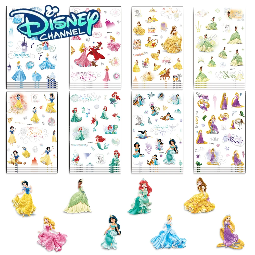 8 قطع من ملصقات ديزني للأميرة ومذكرات الكمبيوتر المحمول والأمتعة ولوح التزلج وملصقات كرتونية لتزيين الهدايا الكلاسيكية الممتعة #1