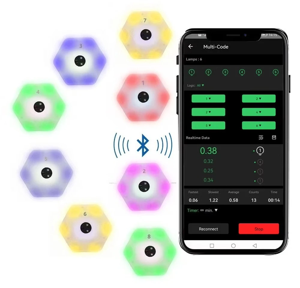 어린이 피트니스 및 스포츠에 적합한 애자일 트레이닝 반응형 라이트 스포츠 장비 시스템 8개 라이트 + 앱