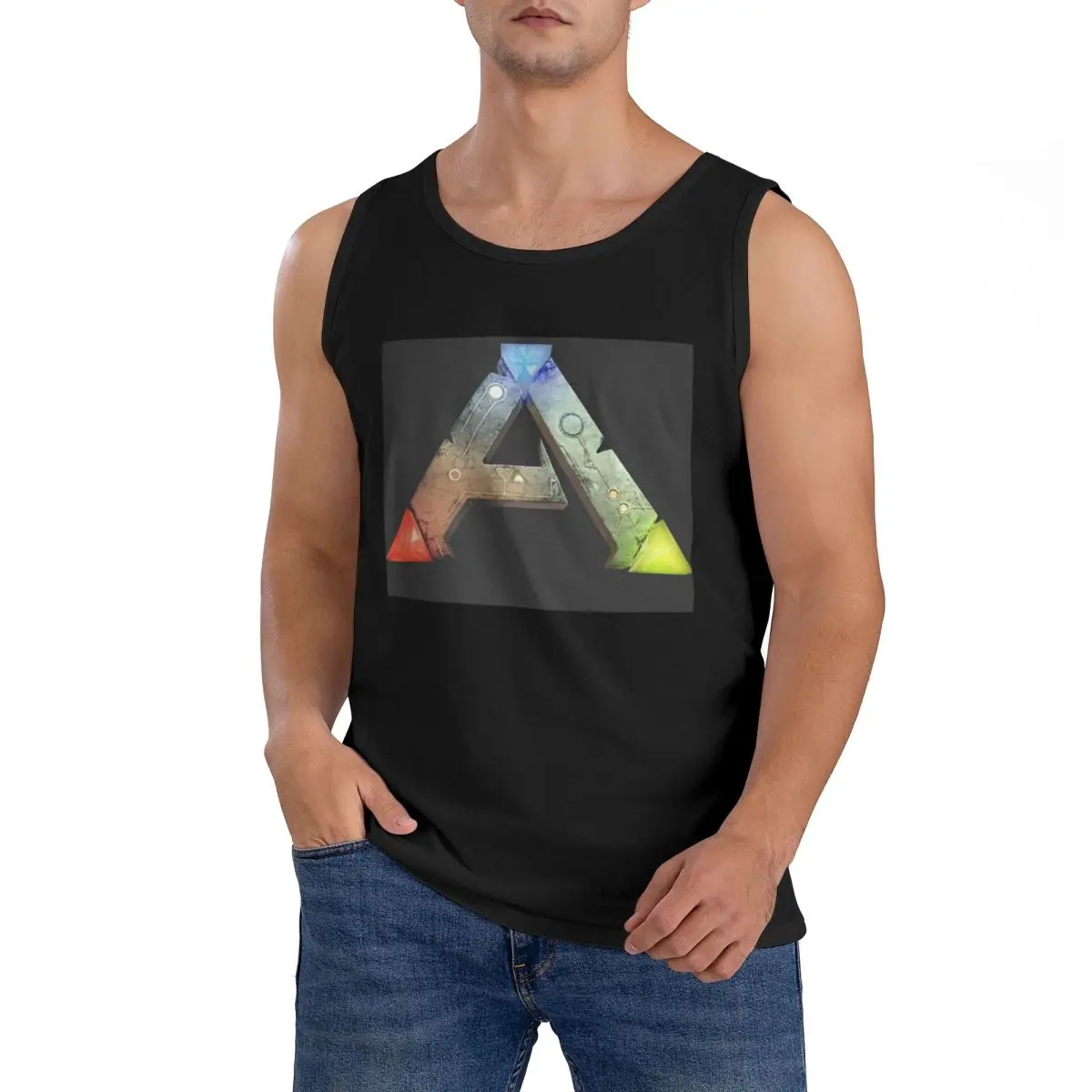T-Shirt sans manches avec Logo ARK Survival Evolved pour hommes, vêtements de sport, hauts, gilet à col ras du cou, 100% coton