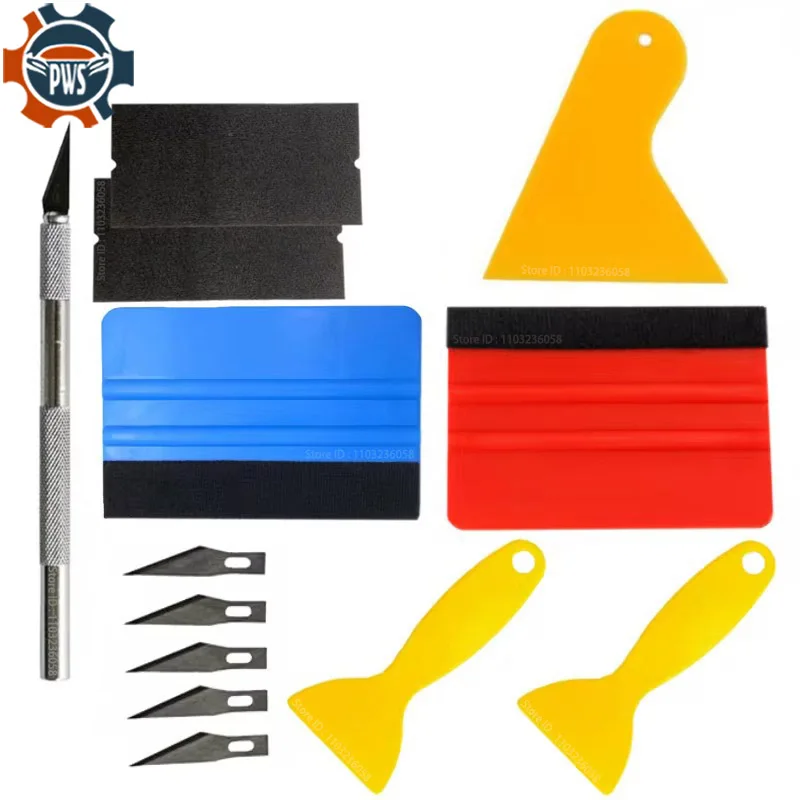 PWS outils de voiture Film d'emballage autocollant outil d'emballage véhicule film de teinte de fenêtre d'enveloppe de vinyle Kit d'outils outil d'aide au coupe teinture de fenêtre