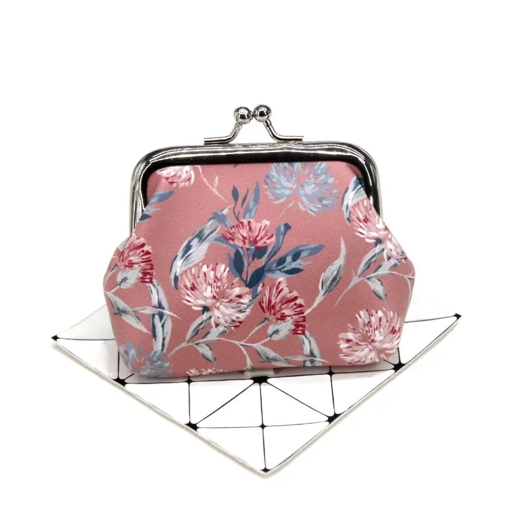 Fashion Flower Printing Coin Purses Girl Hasp Wallet Ladies Small Item Bag PU Leather Key Card Holder Wallet