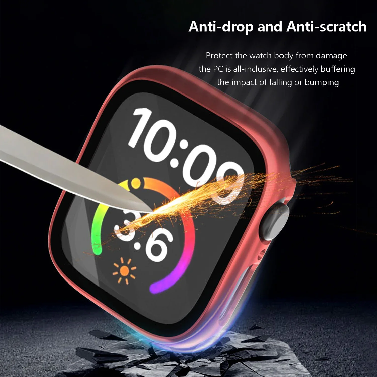 زجاج + غطاء لساعة أبل 44 مللي متر 40 مللي متر 42-38-41 مللي متر 45 مللي متر واقي للشاشة ممتص للصدمات سلسلة ساعات أبل 9 8 7 6 5 4 3 se Accessori