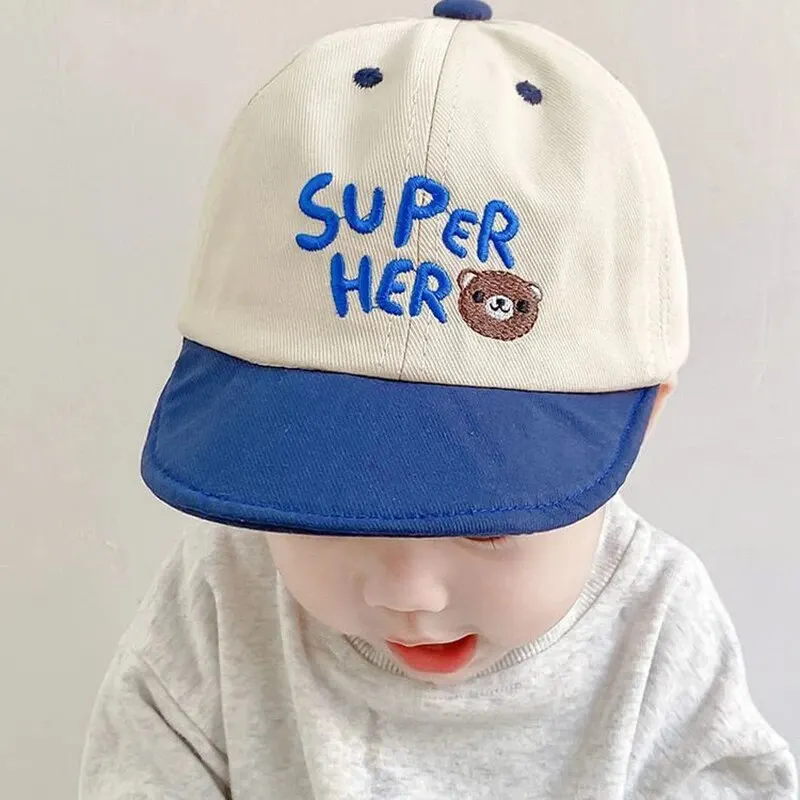 Cartoon Bear Baby Hat Embroidery Letter Infant Boy Girl Baseball Cap Summer Adjustable Toddler Sun Hat