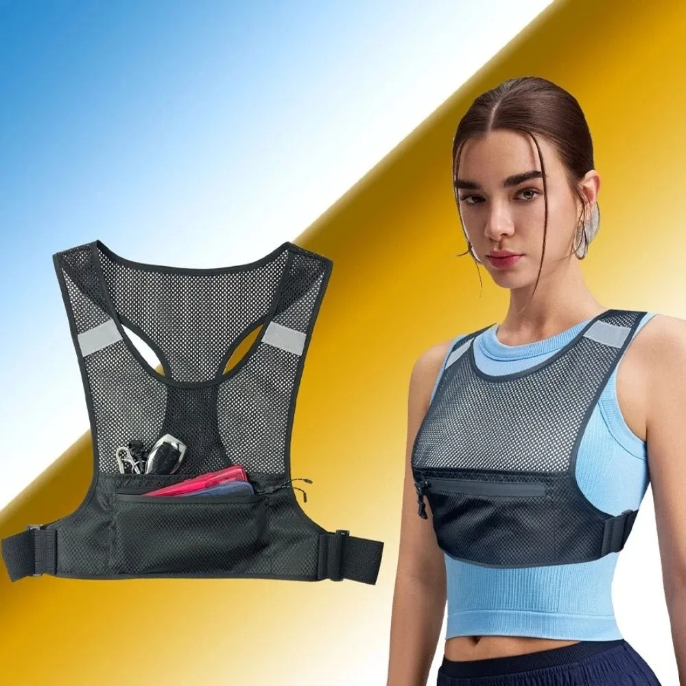 

High Visibility Reflective Vest Bag Lightweight Security Safety Reflective Vest Fluorescent Color Breathable Night Running Bag
