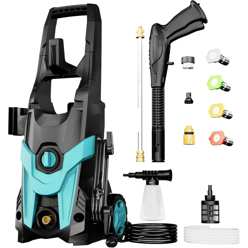 Electric Pressure Washer 4300 PSI 2.8 GPM, 2024 23ft Hose 35ft Power Cord,Upgraded Power Washer with 6ft Inlet, 4 Nozzle and Det