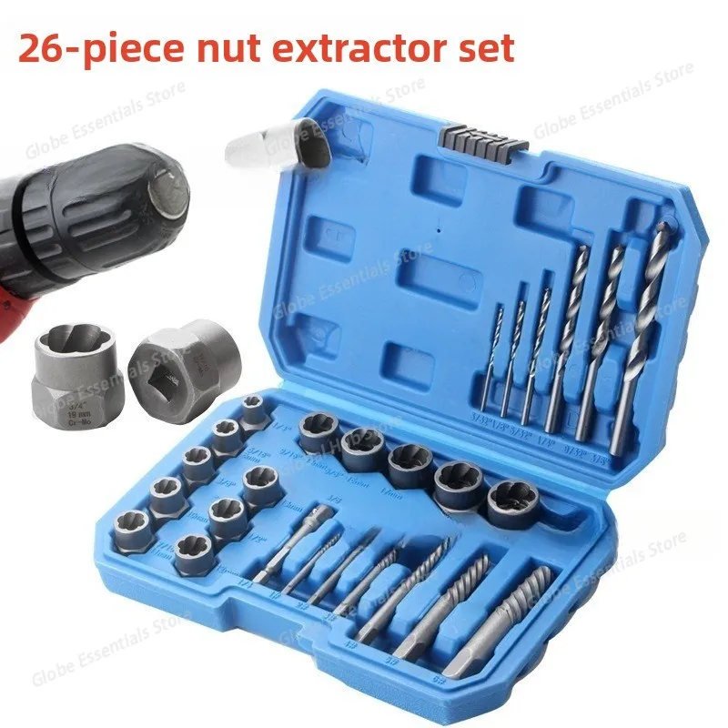 Damaged Screw Extractor Accessory Hand Tools Kit Bolt Nut Remover 26Pcs/Set Car Repair Tool Kit Bolt Nut Removal Socket Tool