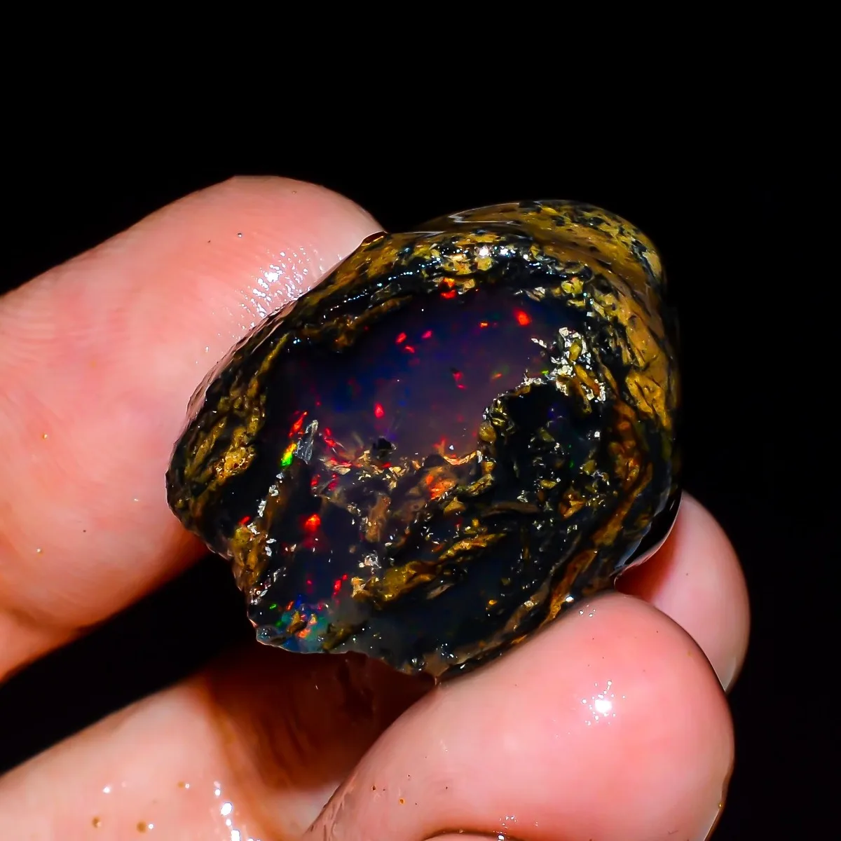 Natural Ethiopian Welo Opal Rough Raw 25-80CT Rainbow Flash Loose Gemstone Jewelry Making Randomly Selected One view 2