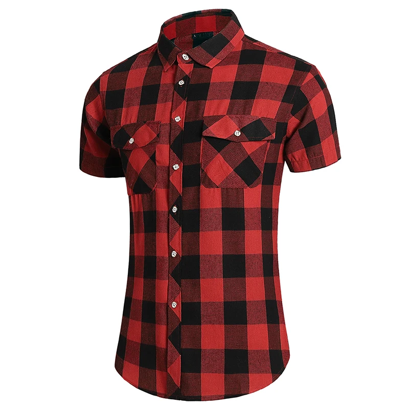 Red And Black Plaid Shirt Men New Fashion Chemise Homme Mens Classic Checkered Shirts Long Sleeve Shirt Casual Blouse