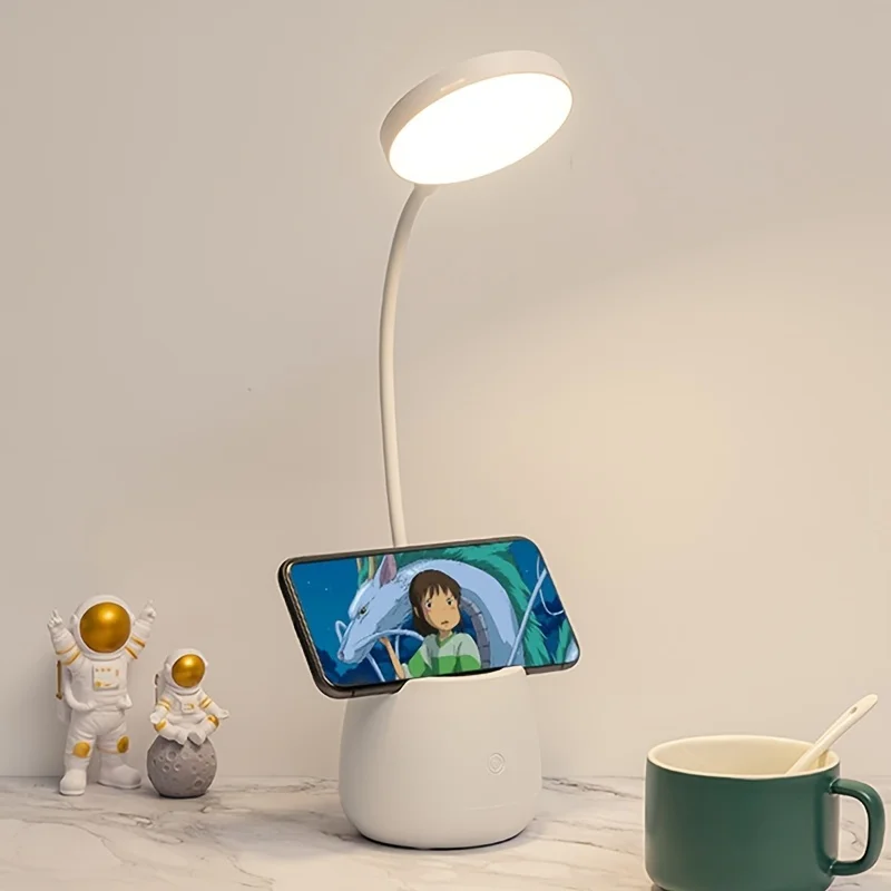 Pen Container LED Desk Lamp Rechargeable Table Lamps Convenient White/Pink/Blue Bedroom Bedside Lamp Usb Charging Study Lamp