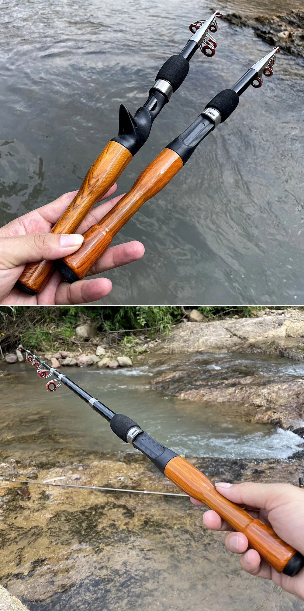 Köder Angelrute 1,3 m 1,6 m 1,8 m Carbon Spinning Casting Baitcasting Mini Kurze Licht Reise Köder Stange – Detail 11