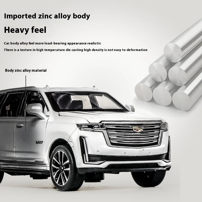 1:32 Cadillac Escalade Terreinwagen Simulatie Diecast Metaallegering Model Auto Geluid Licht Trek Collectie Speelgoed Geschenken