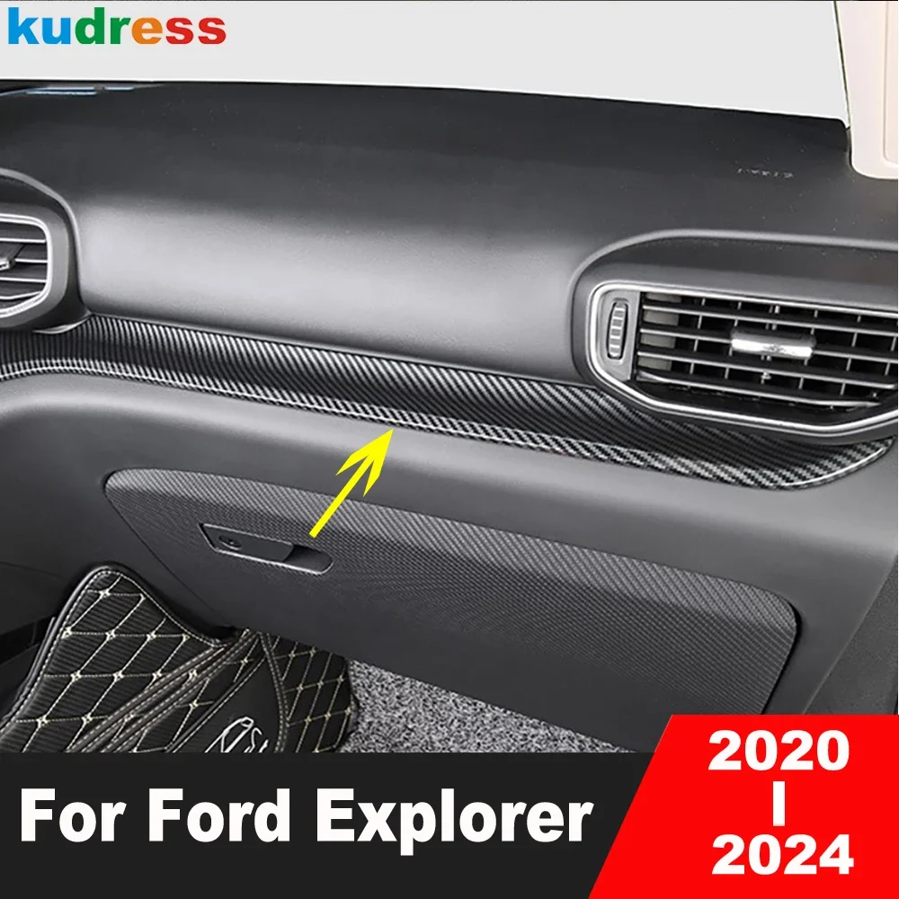 Car Center Console Dashboard Panel Cover Trim For Ford Explorer 2020 2021 2022 2023 2024 Carbon Fiber Interior Accessories