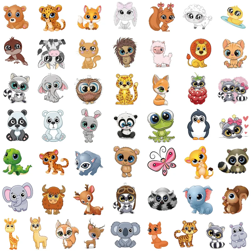 10/25/50pcs Cartoon Big Eyes Animal Stickers for DIY Luggage Water Bottle Phone Laptop Guitar Scrapbook Notebook Decal