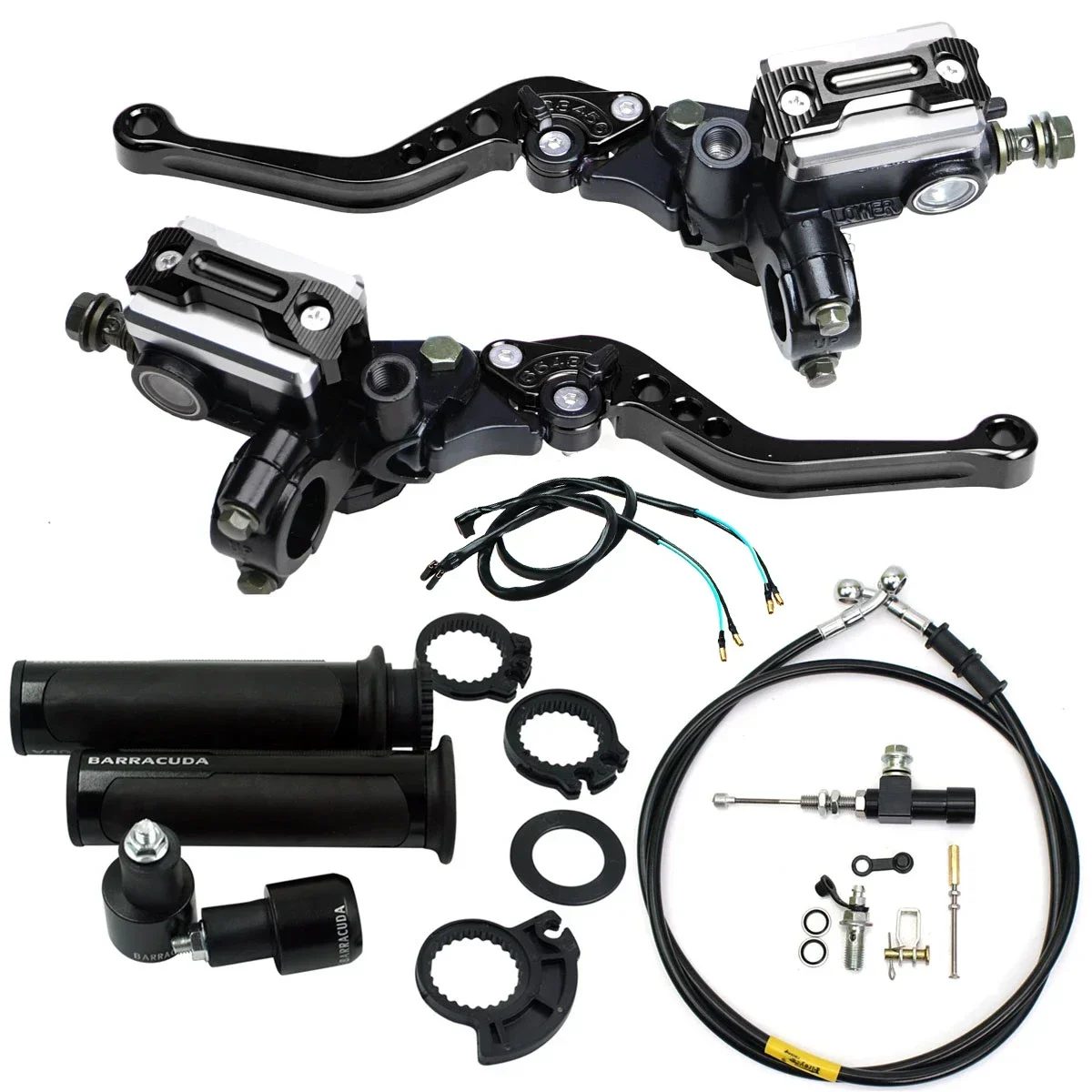 Universal 22mm 7/8'' Motorcycle Hydraulic Clutch Brake Master Cylinder Kit with Grip Reservoir And Brake Hose for Moto ATV Itali