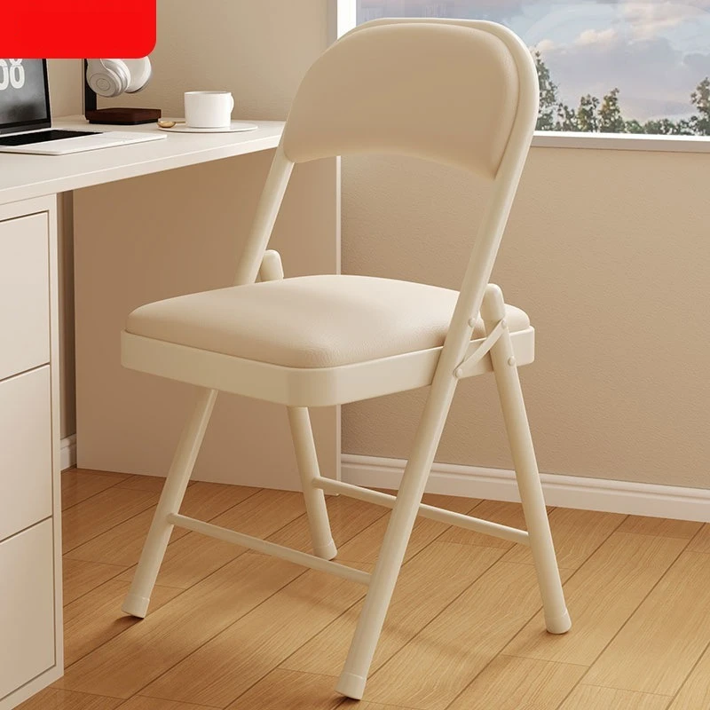 Folding chair, household simple dormitory chair, student dormitory armchair, metal exhibition news chair image 4