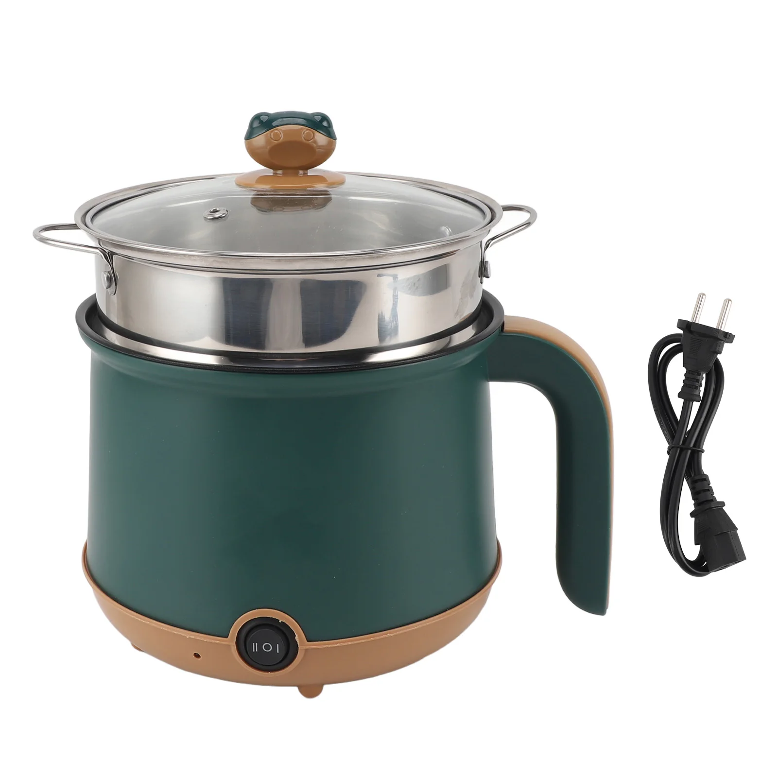 

Electric Cooking Pot 1.8L Electric Pot 2 Adjustable Level Anti Stick 600W Multifunctional Green with Steam for Soup