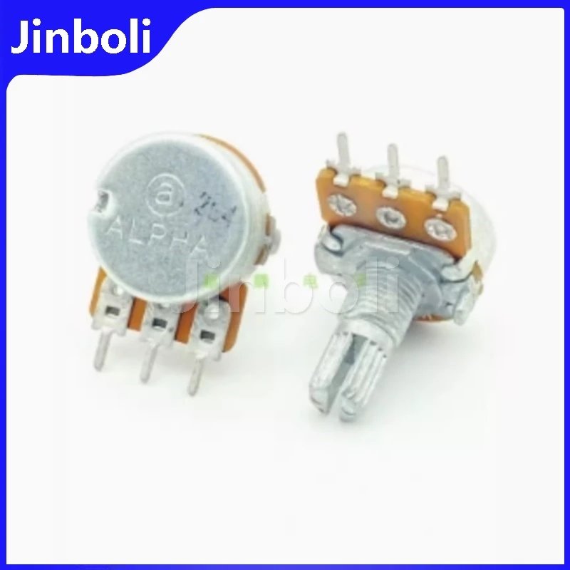 1PCS 16 Type W100K 3Pins Single Adjustable Resistor Power Amplifier Audio Channel Balance Potentiometer Flower Shaft 15mm