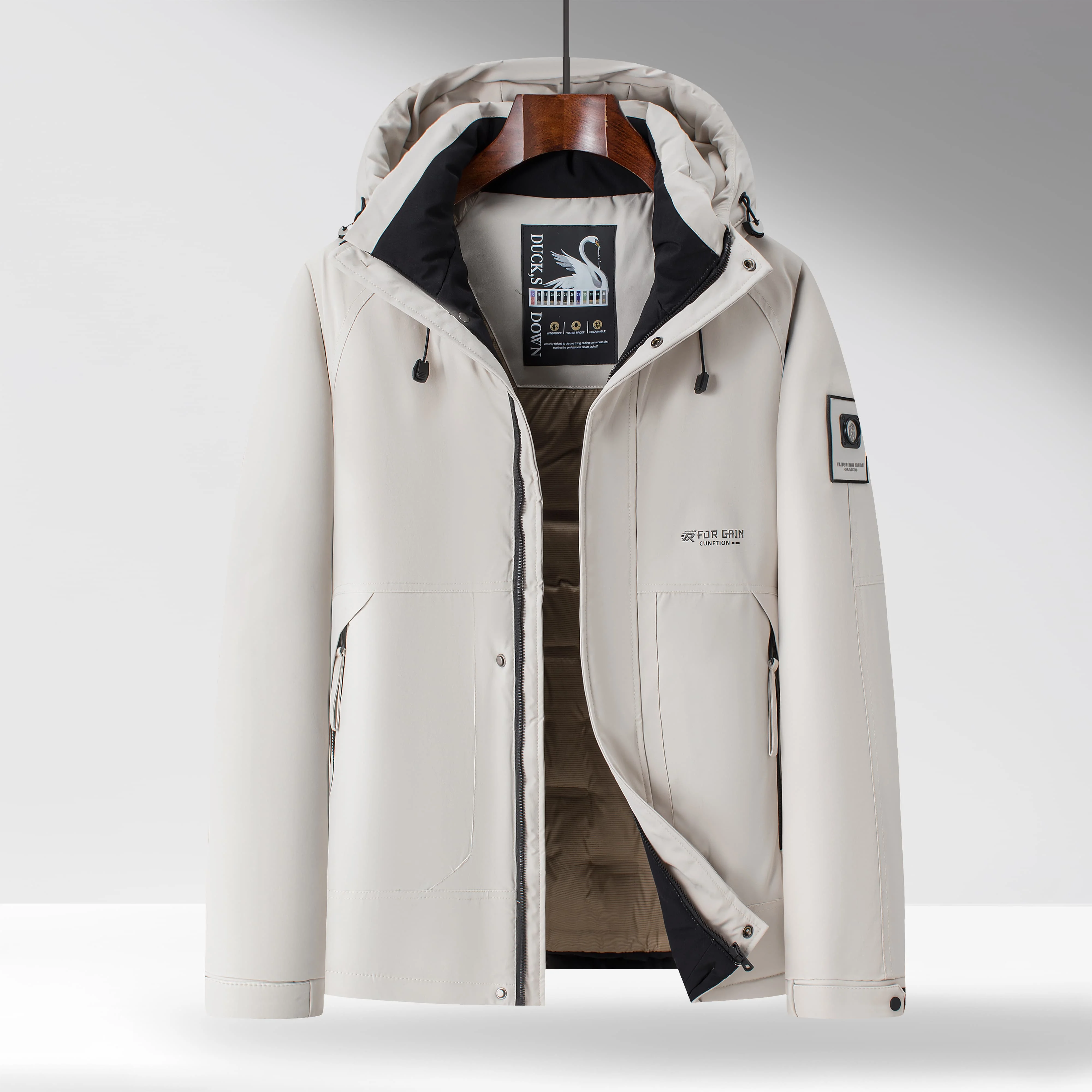 سترة شتوية للرجال 2025 جديد فضفاض كبير وطويل القامة معطف مقنع دافئ أبيض بطة أسفل الأب سترة خارجية للذكور #3