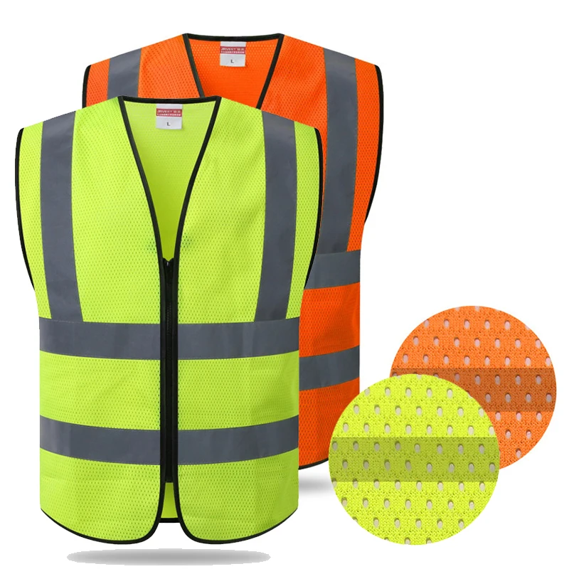 Mesh Safety Vest for Men Work Vest Safety for Summer Night Reflective Work Wear Vest with Zipper Front