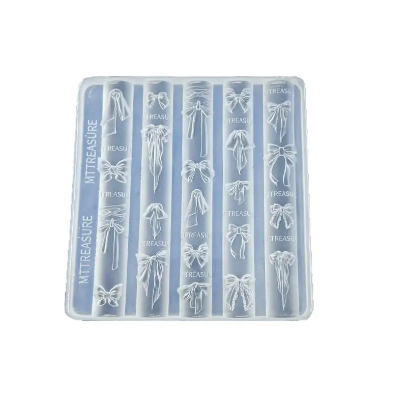 3D Bow Lace Chain Silicone Nail Mould UV Resin Compatible DIY Nail Charm Making Mold for Manicure Salon DIY Use