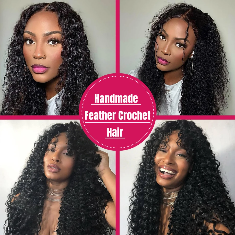 Cabello Humano Crochet Miracle Knots Rizado Birmano Onda Profunda Pre Separado Pluma 100% Cabello Humano 2