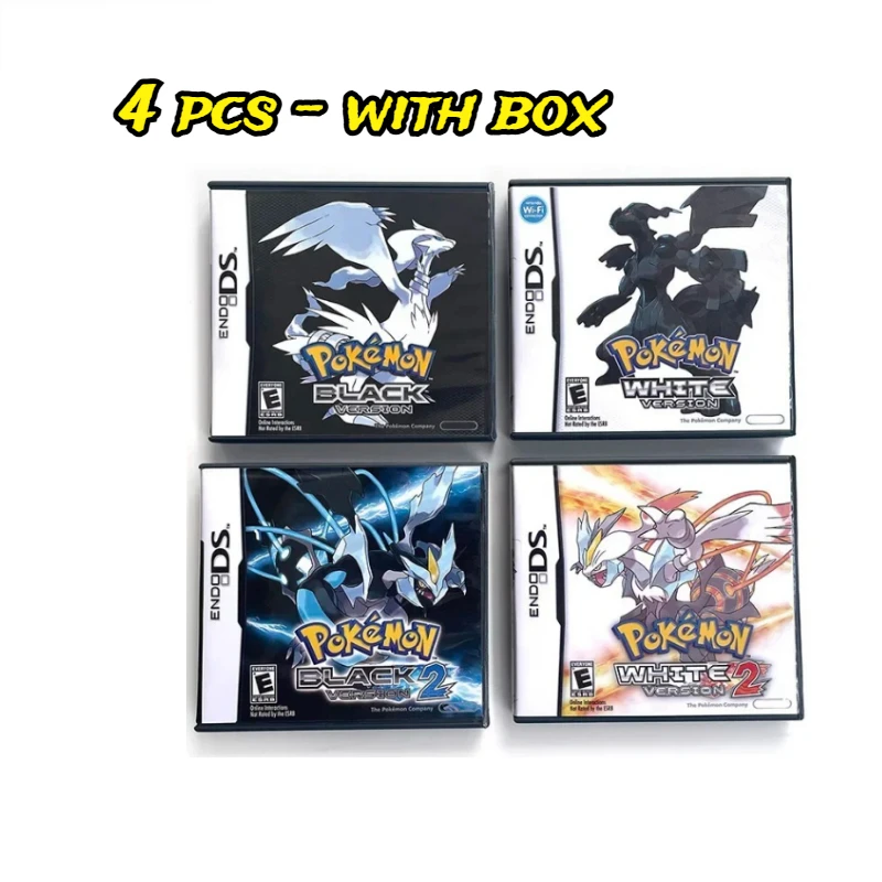 USA Pokémon Zwart en Wit 1 2 Gecombineerde Kaart Gecombineerde Kaart Met Doos Cassette DS Pokémon Game Card voor DS NDS 3DS Geen handleiding