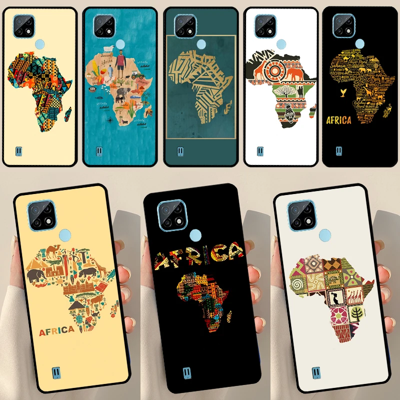 Coque peinte avec carte de l'afrique pour OnePlus, compatible modèles Nord 2, 9, 10 Pro, 9R, 10R, 8T, Realme GT Master, Neo 2, 3, 8i, 9i, 8 Pro